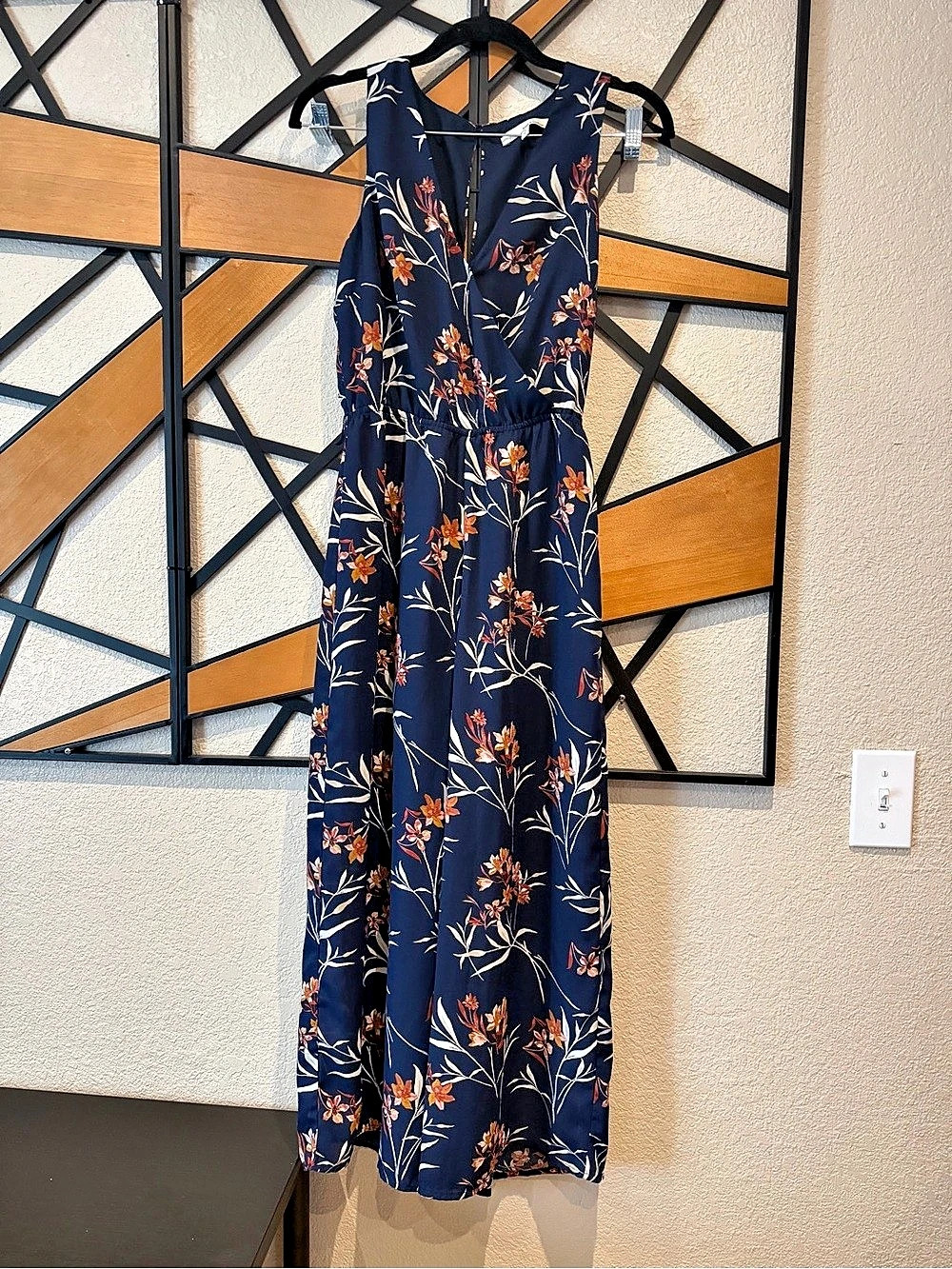 june & hudson Floral Wide Leg Jumpsuit in Blue Size Small